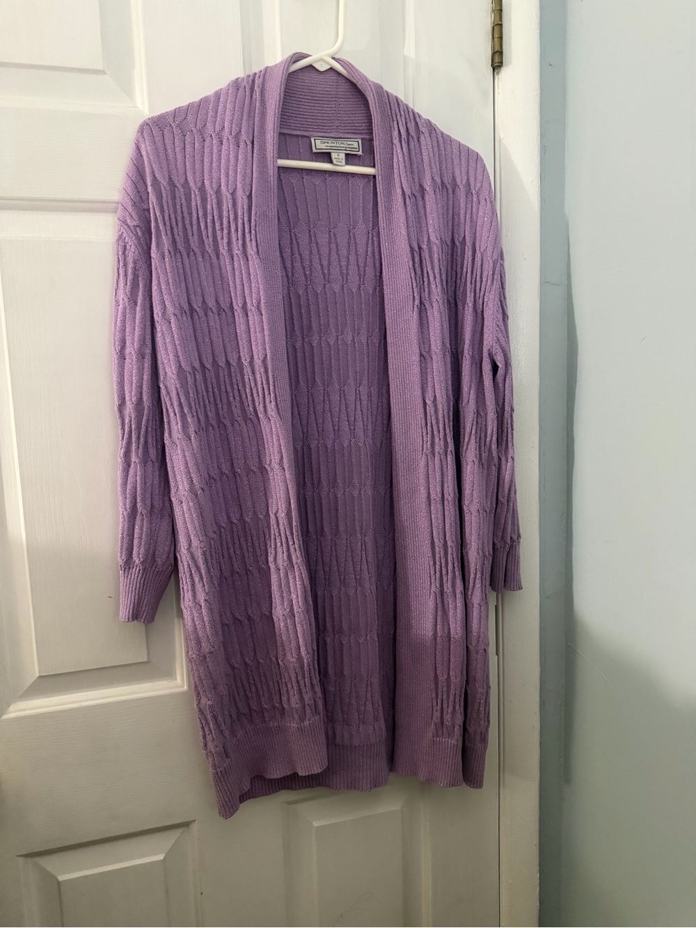Simonton Says George Simonton Women’s M Purple Metallic Long Cardigan